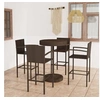 Image de Ensemble de bar de jardin 5 pcs Résine tressée Marron