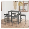 Image de Ensemble de bar de jardin 7 pcs et coussins Résine tressée Gris