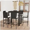 Image de Ensemble de bar d extérieur 7 pcs coussins Résine tressée Noir