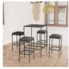 Image de Ensemble de bar de jardin - - Résine tressée Gris - Table en verre trempé - 4 tabourets avec coussins