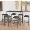 Image de Ensemble de bar de jardin 7 pcs et coussins Résine tressée Gris