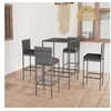 Image de Ensemble de bar de jardin 5 pcs et coussins Résine tressée Gris
