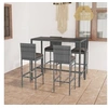 Image de Ensemble de bar de jardin 5 pcs et coussins Résine tressée Gris