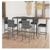 Image de Ensemble de bar de jardin 7 pcs et coussins Résine tressée Gris