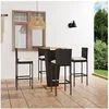 Image de 5-delige Tuinbarset met kussens poly rattan zwart3064858