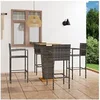 Image de Ensemble de Bar de Jardin 5 pcs Table et Chaises de Patio Salon de Jardin Mobilier de Terrasse Ensemble de Meubles d'Extérieur Gris