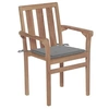Image de Chaises de jardin 2 pcs avec coussins gris Bois de teck massif