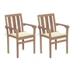 Image de 2x Bois de Teck Massif Chaises de Jardin avec Coussins Chaises de Patio Chaises de Terrasse Balcon Extérieur Bar Café Maison Crème