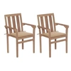 Image de Lot de 2 chaise en bois massif empilable non pliable H. 89 cm exterieur beige