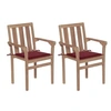 Image de Lot de 2 chaise H. 89 cm empilable non pliable exterieur en teck rouge