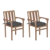 Image de Chaises de jardin lot de 2 et coussins anthracite Bois de teck