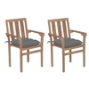 Image de Chaises de jardin lot de 2 et coussins gris Bois de teck massif