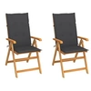 Image de 2 Chaises de jardin avec coussins anthracite Bois de teck