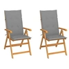 Image de 2 Chaises de jardin avec coussins gris Bois de teck massif