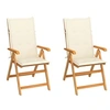 Image de Chaises de jardin lot de 2 et coussins crème Bois teck massif 3062378