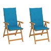 Image de Tuinstoelen 2 st met blauwe kussens massief teakhout3062380