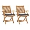 Image de Lot de 2 chaise H. 88 cm pliable exterieur en teck gris