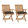 Image de Chaises de jardin 2 pcs avec coussins taupe Bois de teck massif