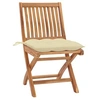 Image de Chaises de jardin 2 pcs avec coussins blanc crème Teck massif