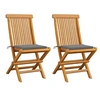 Image de Chaises de jardin et coussins gris lot de 2 Bois de teck massif