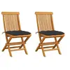 Image de Chaises de jardin et coussins anthracite lot de 2 Bois de teck