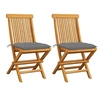Image de Chaises de jardin avec coussins gris 2 pcs Bois de teck massif