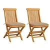 Image de Lot de 2 chaise exterieur 89 cm beige en bois massif
