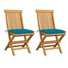 Image de Chaises de jardin lot de 2 avec coussins bleu clair Teck massif3062479