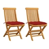 Image de Tuinstoelen 2 st met rode kussens massief teakhout3062481