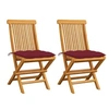 Image de Lot de 2 chaise exterieur non pliable en teck H. 89 cm rouge