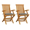 Image de Chaises de jardin avec coussins gris lot de 2 Bois teck massif