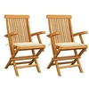Image de Lot de 2 chaise en bois massif pliable exterieur H. 89 cm