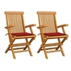 Image de Lot de 2 chaise exterieur pliable en bois massif H. 89 cm