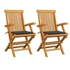 Image de Chaises de jardin et coussins taupe lot de 2 Bois teck massif