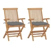 Image de Lot de 2 chaise en bois massif pliable exterieur H. 89 cm gris