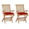 Image de Lot de 2 chaise en bois massif pliable exterieur H. 89 cm rouge