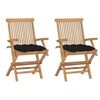 Image de Lot de 2 chaise H. 89 cm pliable exterieur en bois massif noir
