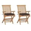 Image de Chaises de jardin avec coussins taupe lot de 2 Bois teck massif