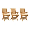 Image de Tuinstoelen 3 st met cràmekleurige kussens massief teakhout3062516