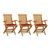 Image de Lot de 3 chaise exterieur H. 89 cm rouge en bois massif