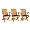 Image de Lot de 3 chaise en bois massif pliable H. 89 cm exterieur