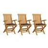 Image de Chaises de jardin avec coussins taupe lot de 3 Bois teck massif