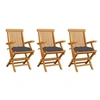 Image de Chaises de jardin avec coussins anthracite lot de 3 Bois teck