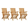 Image de Lot de 3 chaise en bois massif pliable exterieur H. 89 cm bois