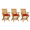 Image de Lot de 3 chaise exterieur pliable H. 89 cm en bois massif