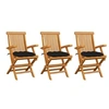 Image de Lot de 3 chaise H. 89 cm exterieur noir en bois massif