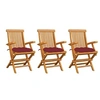 Image de Tuinstoelen 3 st met wijnrode kussens massief teakhout3062538