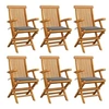 Image de Chaises de jardin avec coussins gris lot de 6 Bois teck massif