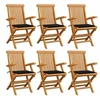 Image de Chaises de jardin avec coussins noir lot de 6 Bois teck massif