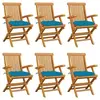 Image de Lot de 6 chaise en teck pliable H. 89 cm exterieur bleu